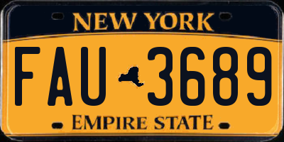 NY license plate FAU3689