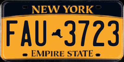 NY license plate FAU3723