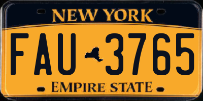 NY license plate FAU3765