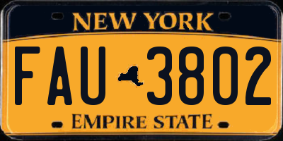 NY license plate FAU3802