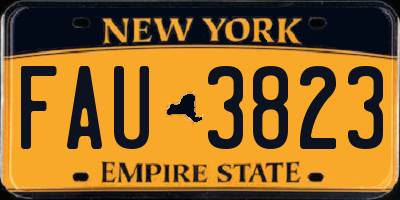 NY license plate FAU3823