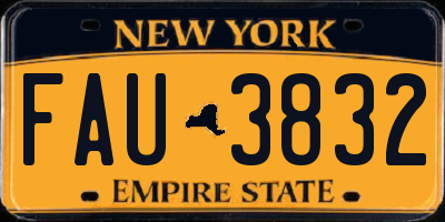 NY license plate FAU3832