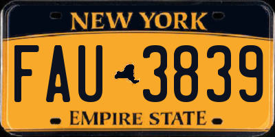 NY license plate FAU3839