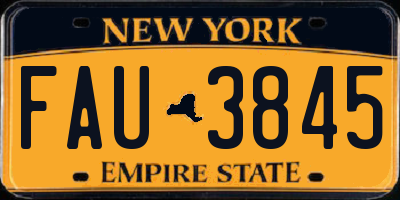 NY license plate FAU3845