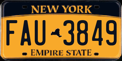 NY license plate FAU3849