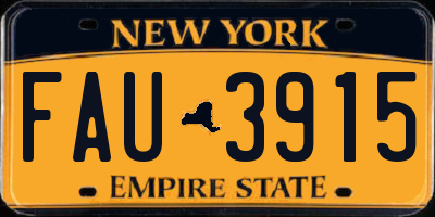 NY license plate FAU3915