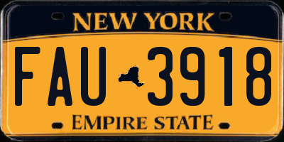 NY license plate FAU3918
