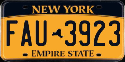 NY license plate FAU3923