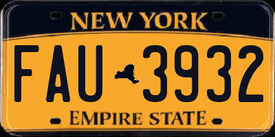 NY license plate FAU3932