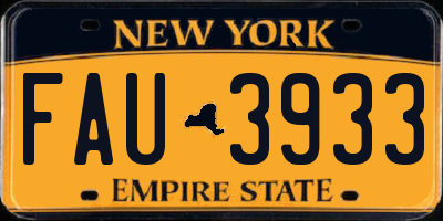 NY license plate FAU3933