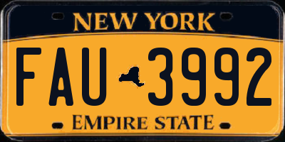 NY license plate FAU3992