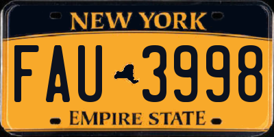 NY license plate FAU3998
