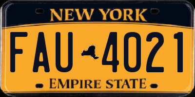 NY license plate FAU4021