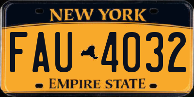 NY license plate FAU4032