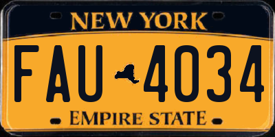NY license plate FAU4034