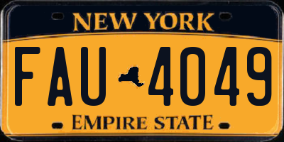 NY license plate FAU4049