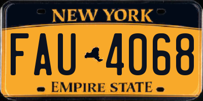 NY license plate FAU4068