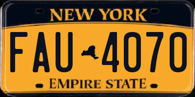 NY license plate FAU4070