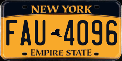NY license plate FAU4096