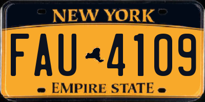 NY license plate FAU4109