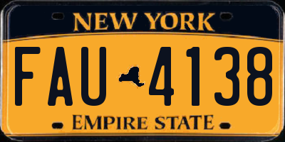 NY license plate FAU4138