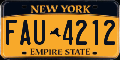 NY license plate FAU4212