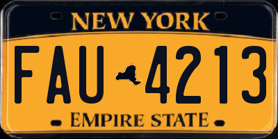NY license plate FAU4213