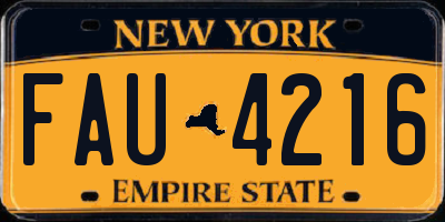 NY license plate FAU4216