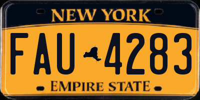 NY license plate FAU4283