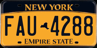 NY license plate FAU4288