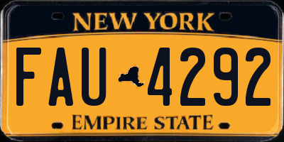 NY license plate FAU4292