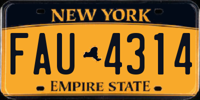 NY license plate FAU4314