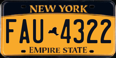 NY license plate FAU4322