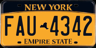 NY license plate FAU4342