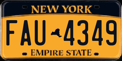 NY license plate FAU4349