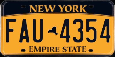 NY license plate FAU4354