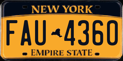 NY license plate FAU4360
