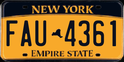 NY license plate FAU4361