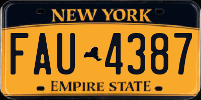 NY license plate FAU4387