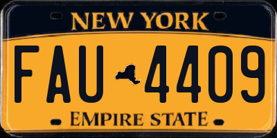 NY license plate FAU4409