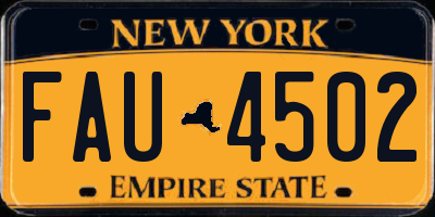NY license plate FAU4502