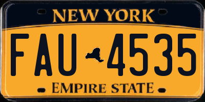 NY license plate FAU4535