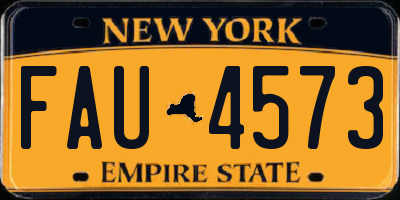 NY license plate FAU4573