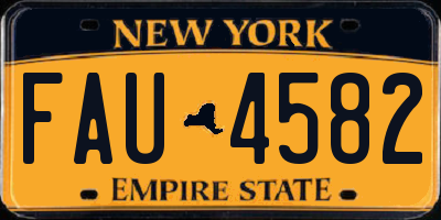 NY license plate FAU4582