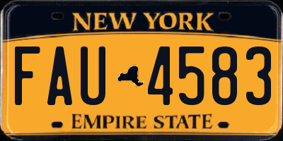 NY license plate FAU4583