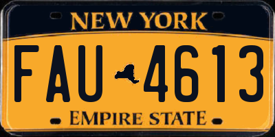 NY license plate FAU4613
