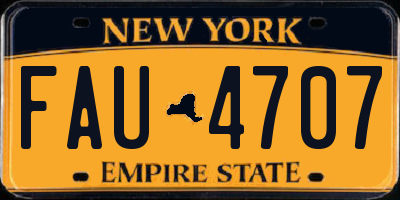 NY license plate FAU4707