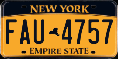 NY license plate FAU4757