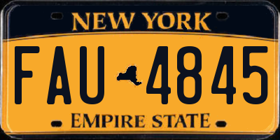NY license plate FAU4845
