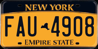 NY license plate FAU4908